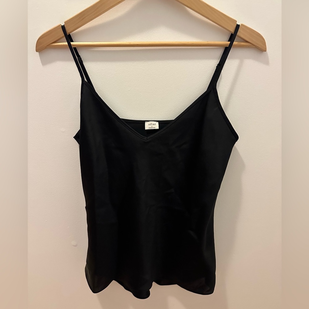 Aritzia Wilfred Only Satin Camisole Black Tank Top (S)